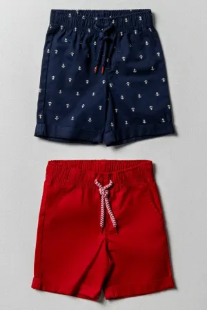 2 Pack Shorts Navy & Red