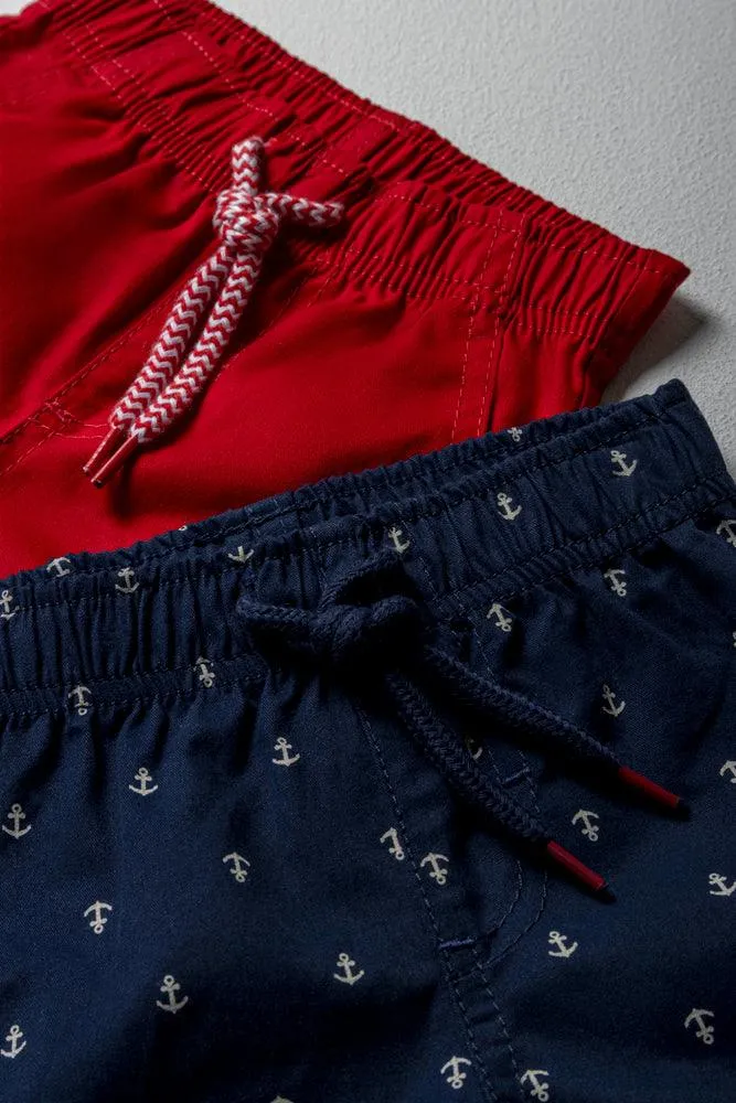 2 Pack Shorts Navy & Red