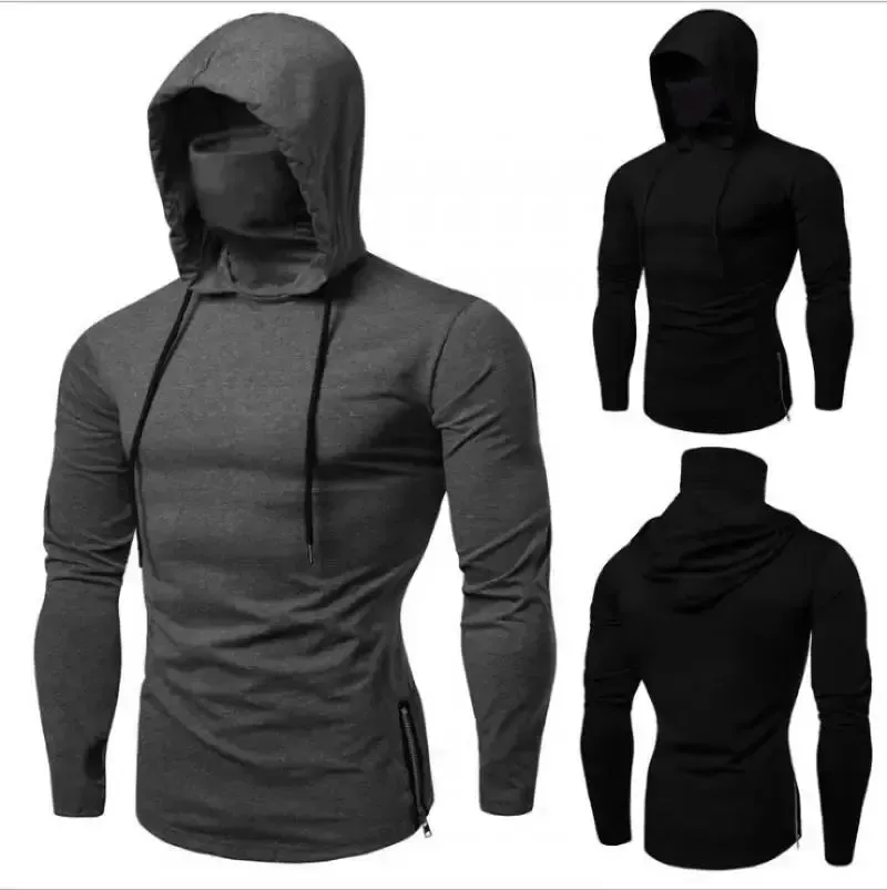 2023 Men Solid Color Hoodies Autumn Leisure Fitness Sweatshirt Men's Thin Sweater Hooded Long-Sleeved Hoodie M-5XL