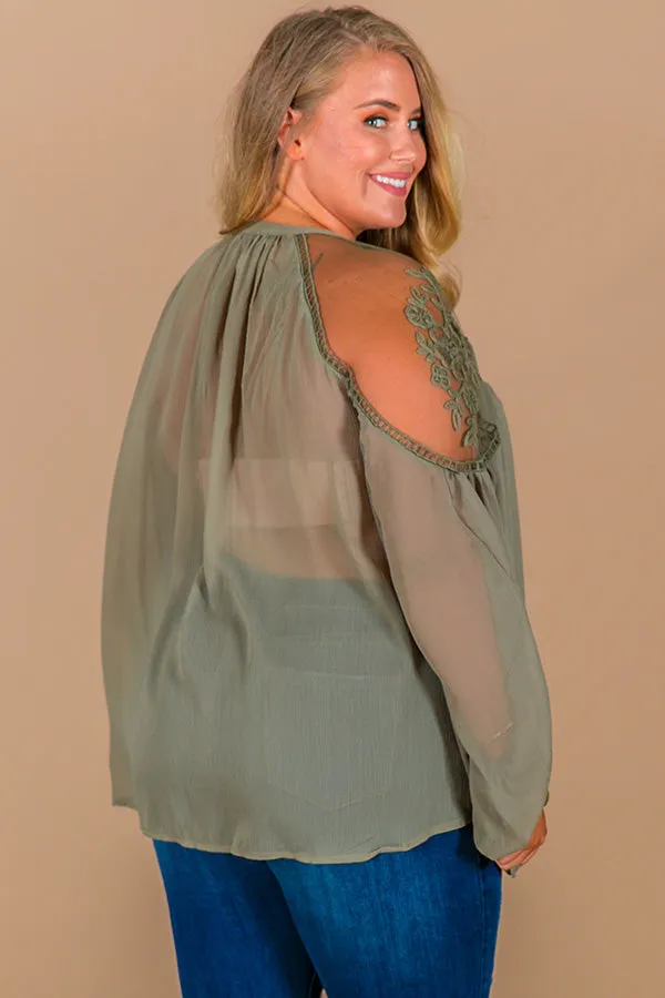 All Day Chic Lace Top in Sage