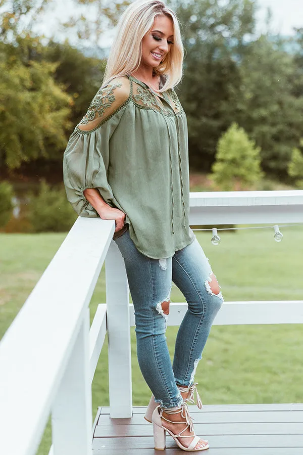 All Day Chic Lace Top in Sage