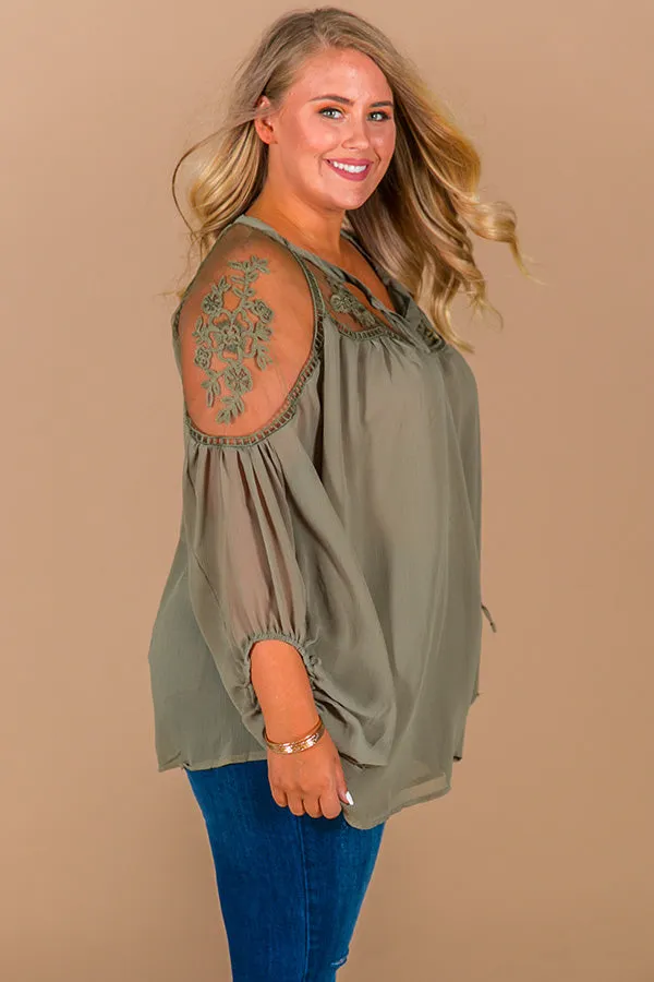 All Day Chic Lace Top in Sage