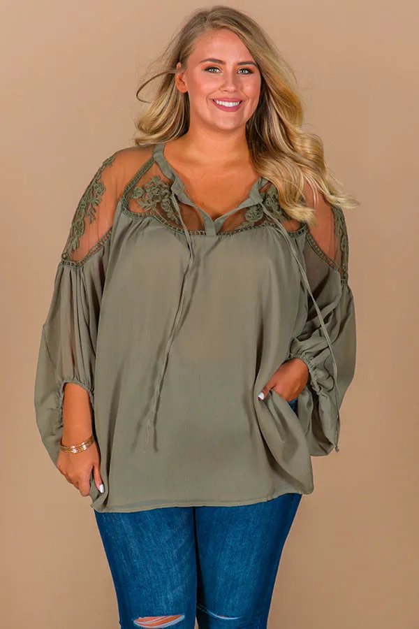 All Day Chic Lace Top in Sage