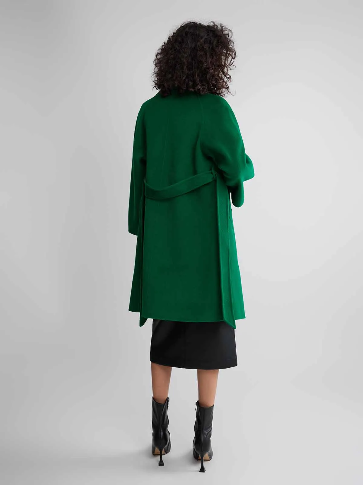 ASOBIO Relaxed Double-Breasted Virgin Wool Long Coat