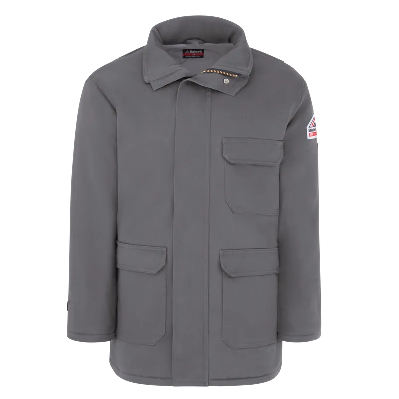 Bulwark, Men's Heavyweight Excel FR Comfortouch Insulated Deluxe Parka, JLP8, FR 7oz, Cat3, Gray