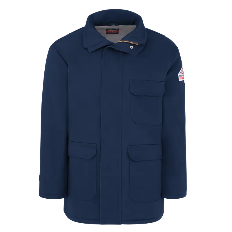 Bulwark, Men's Heavyweight Excel FR Comfortouch Insulated Deluxe Parka, JLP8, FR 7oz, Cat3, Navy