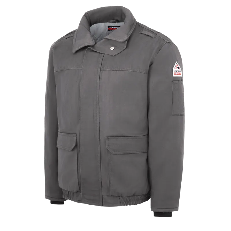 Bulwark, Men's Heavyweight FR Insulated Bomber Jacket, JLR8, FR 7oz, Cat3, Gray