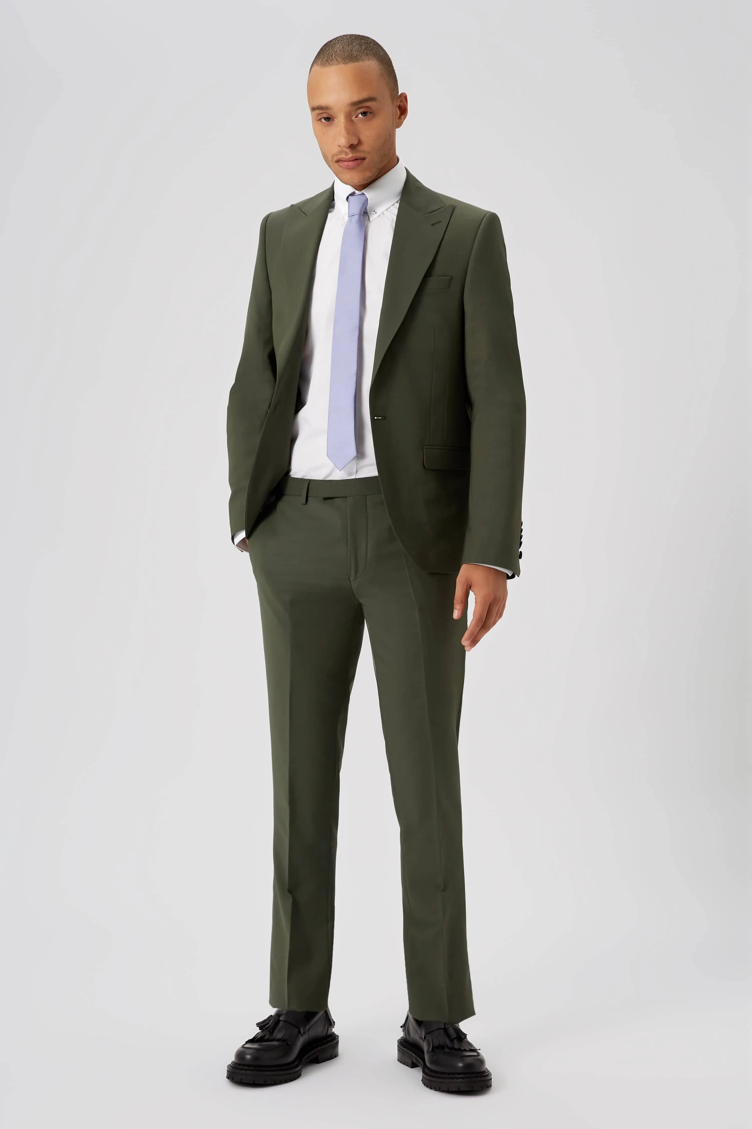 Buscot Slim Fit Green Wool Jacket