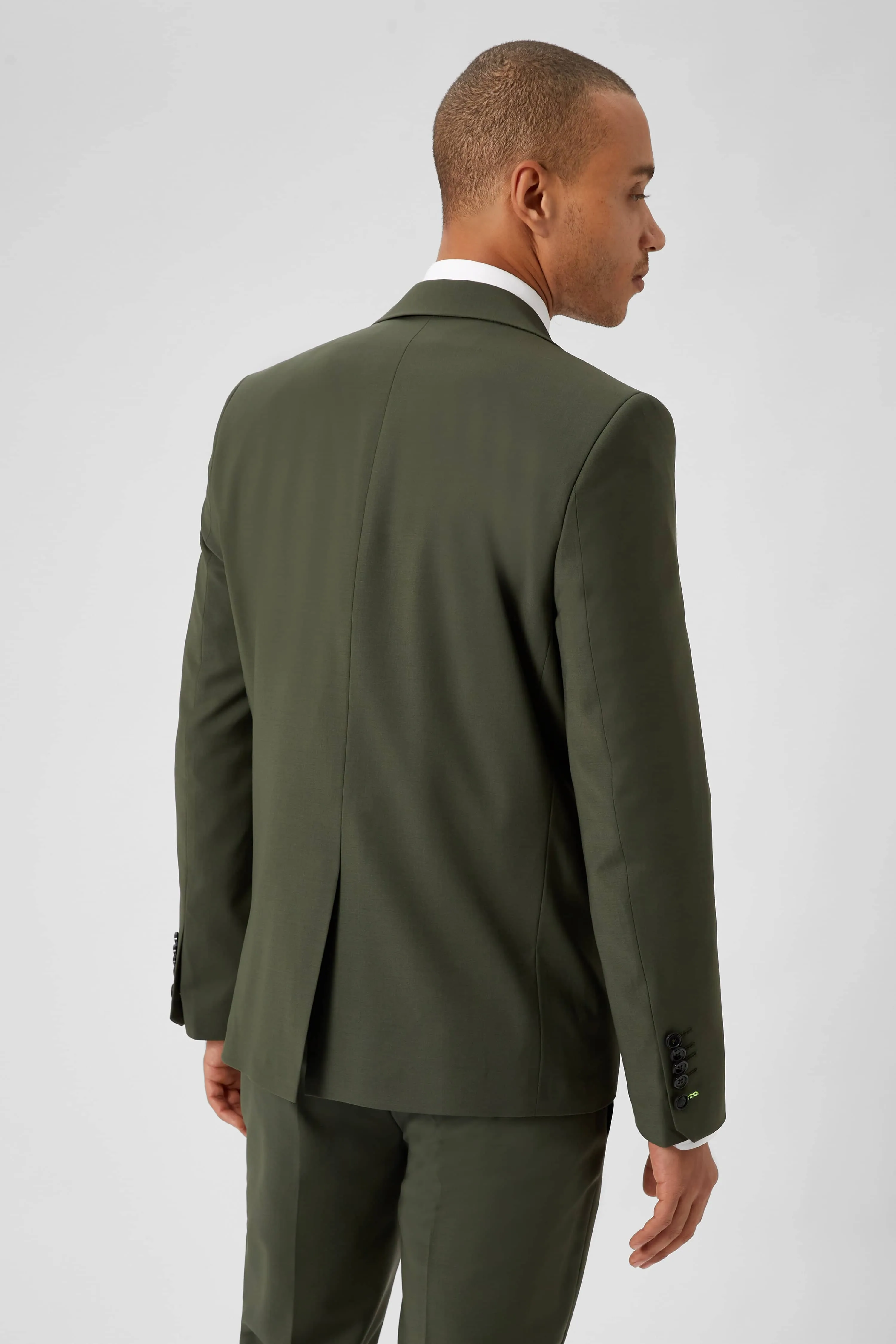 Buscot Slim Fit Green Wool Jacket