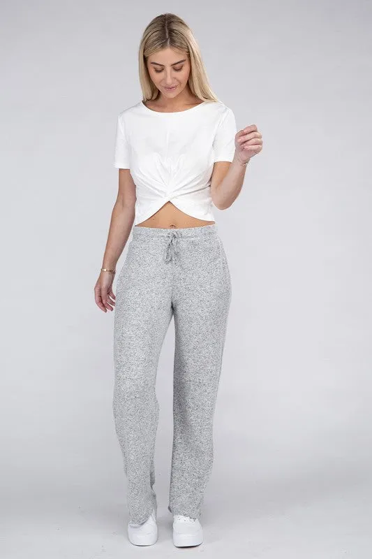 Casual Heather Gray Cozy Terry Lounge Pants