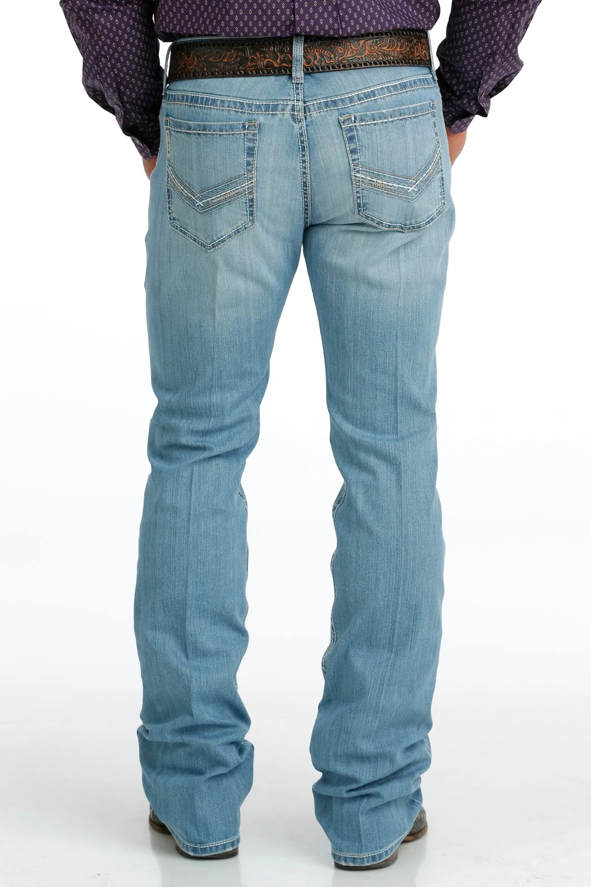 Cinch Men's Ian Slim Fit Bootcut Jean in Light Stonewash