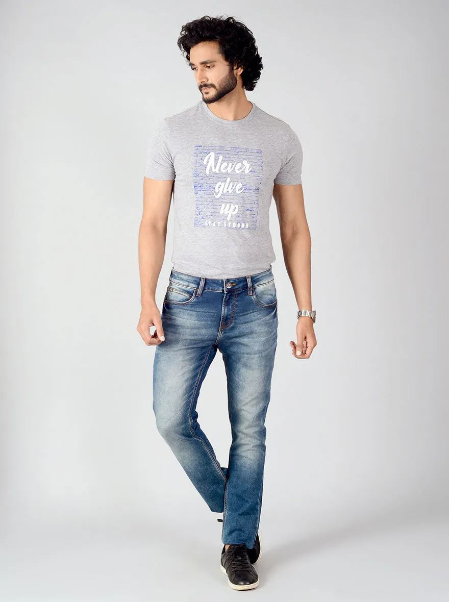 Denim Blue Washed Slim Fit Jeans | Greenfibre