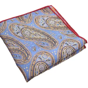 Egyptian Blue / Nubian Gold Paisley Pocket Square - [2017 Spring]