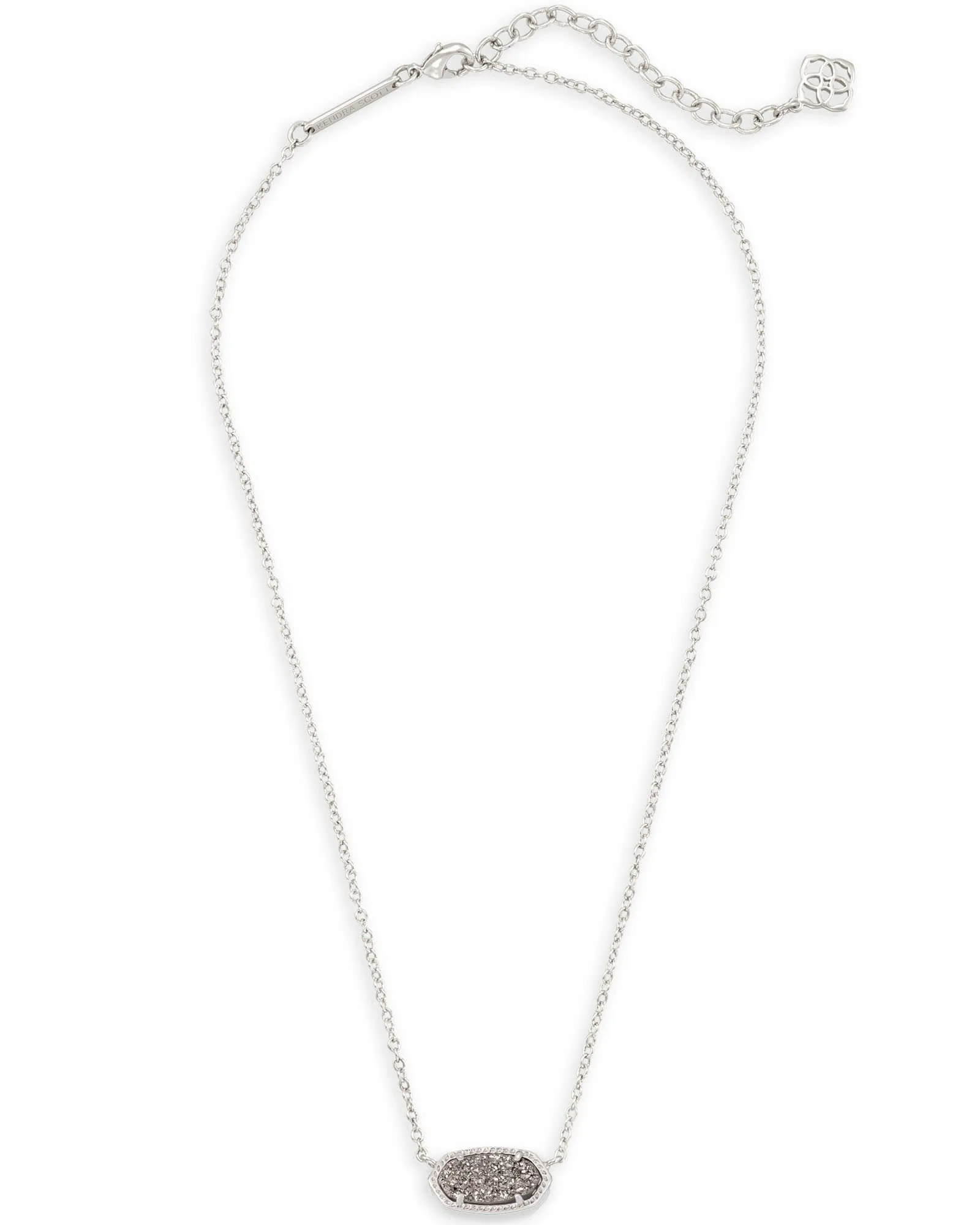 Elisa Silver Pendant Necklace In Platinum Drusy