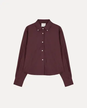 EMBROIDERED CHIC TAFFETA BOXY SHIRT / CACAO