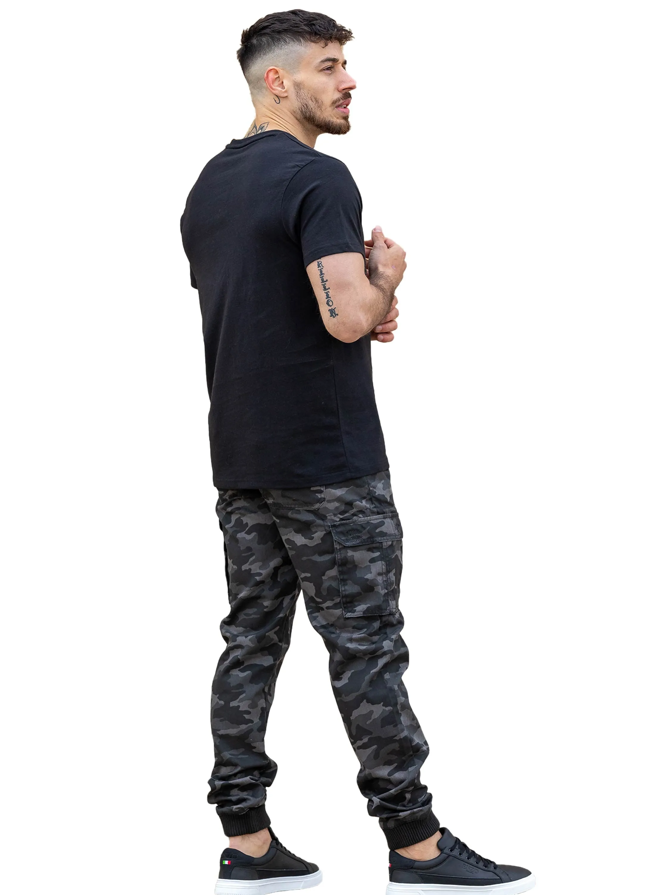 Enzo | Mens Cargo Cuffed Trousers