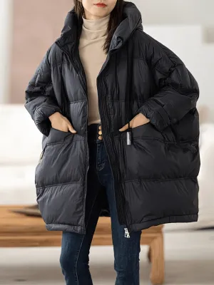 Fashion Casual Women's Oversized Down Jacket with Hood - SF1594