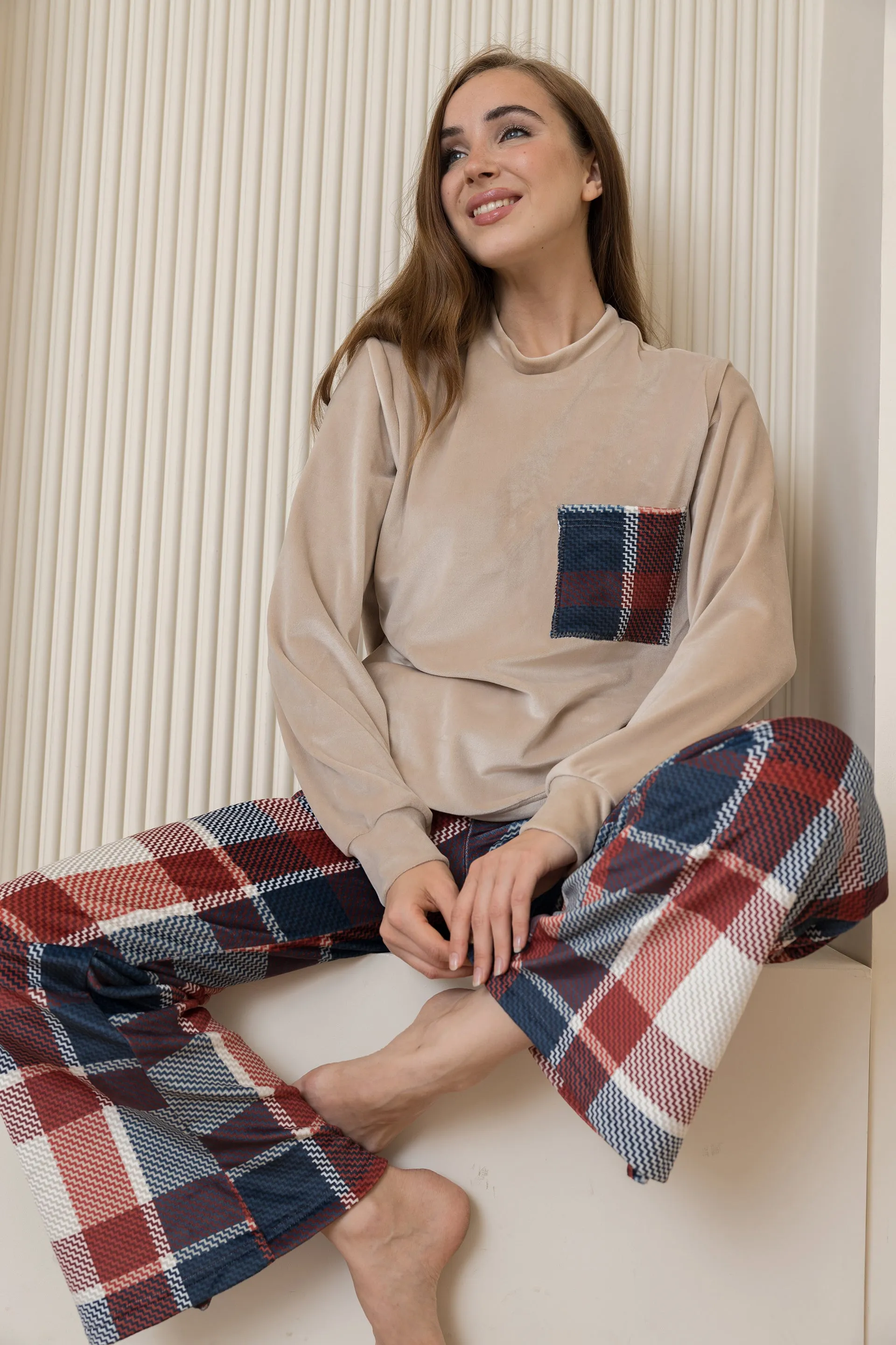 Festive Plaid Basic Pjs - Navy Blue