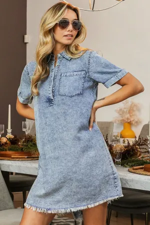 Frayed Hem Vintage Denim Dress