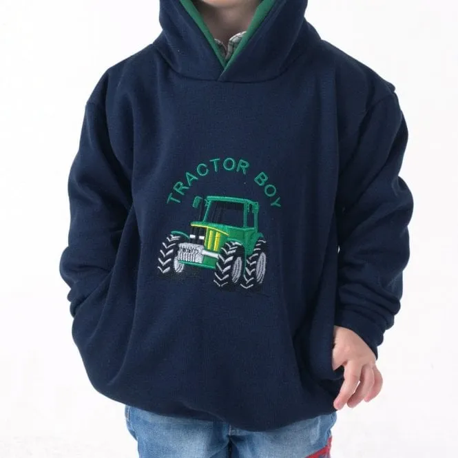 Hazy Blue Childrens Tractor Boy Hoodies