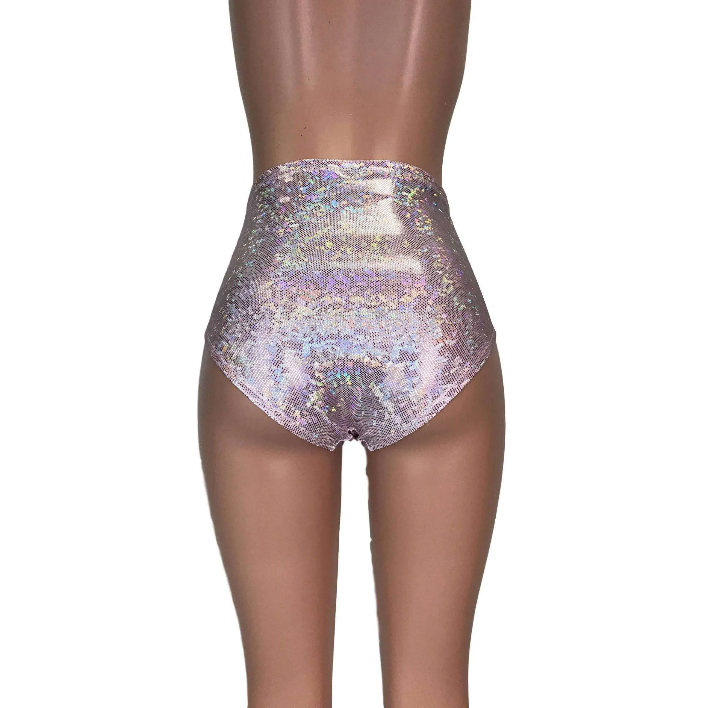 High Waist Hot Pants - Light Pink Shattered Glass