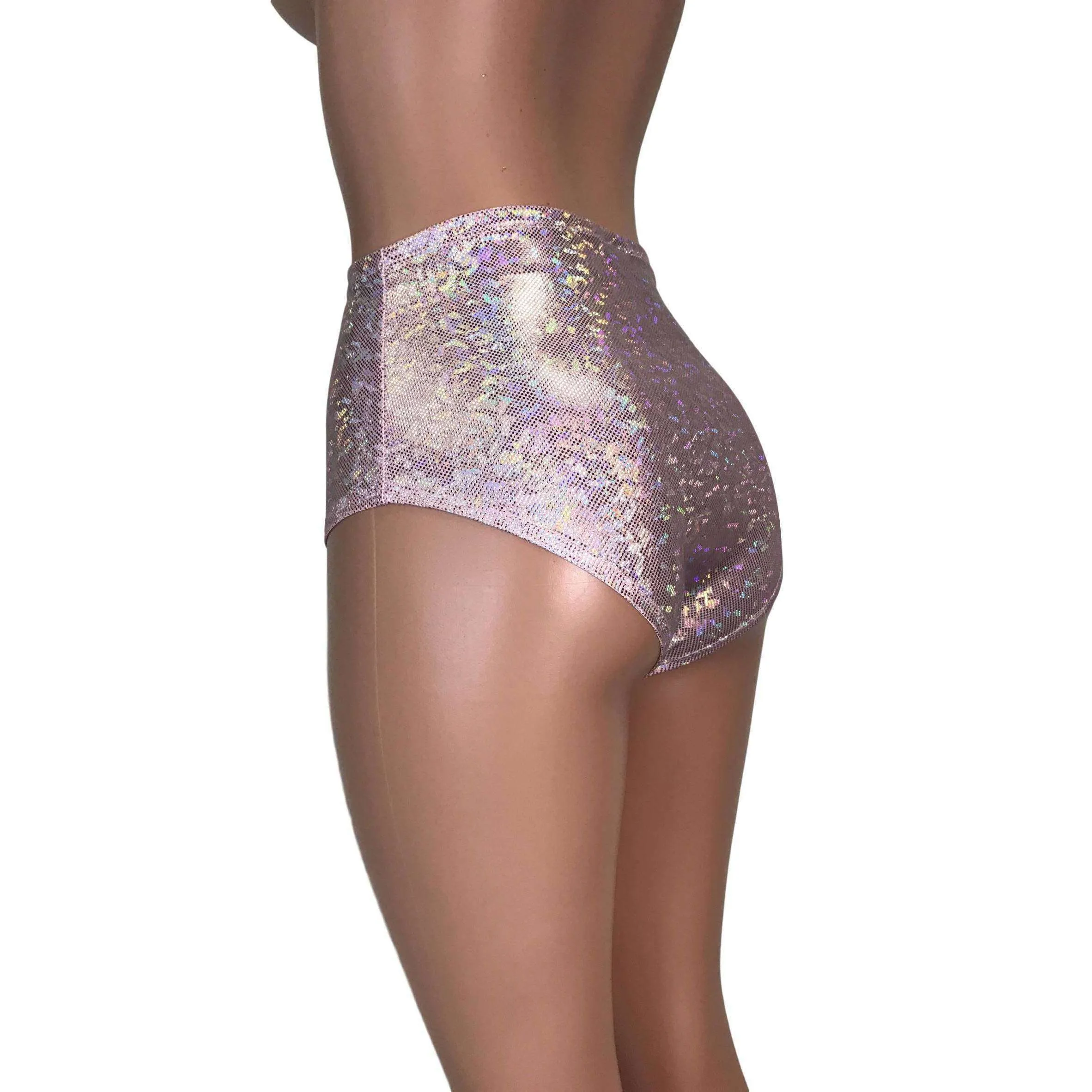 High Waist Hot Pants - Light Pink Shattered Glass