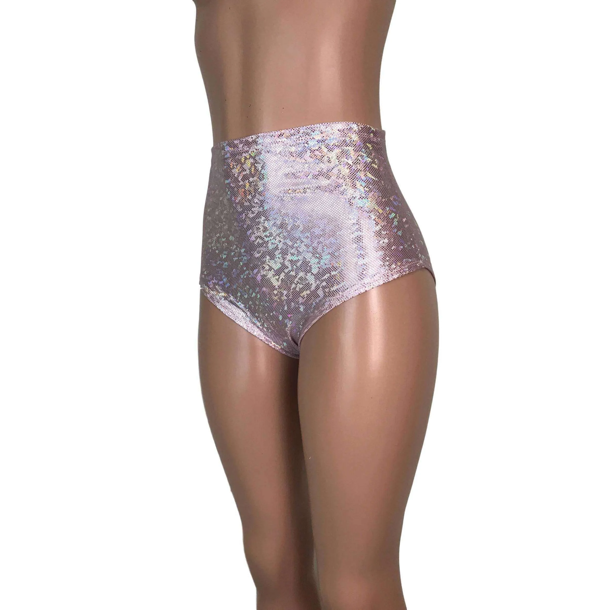 High Waist Hot Pants - Light Pink Shattered Glass