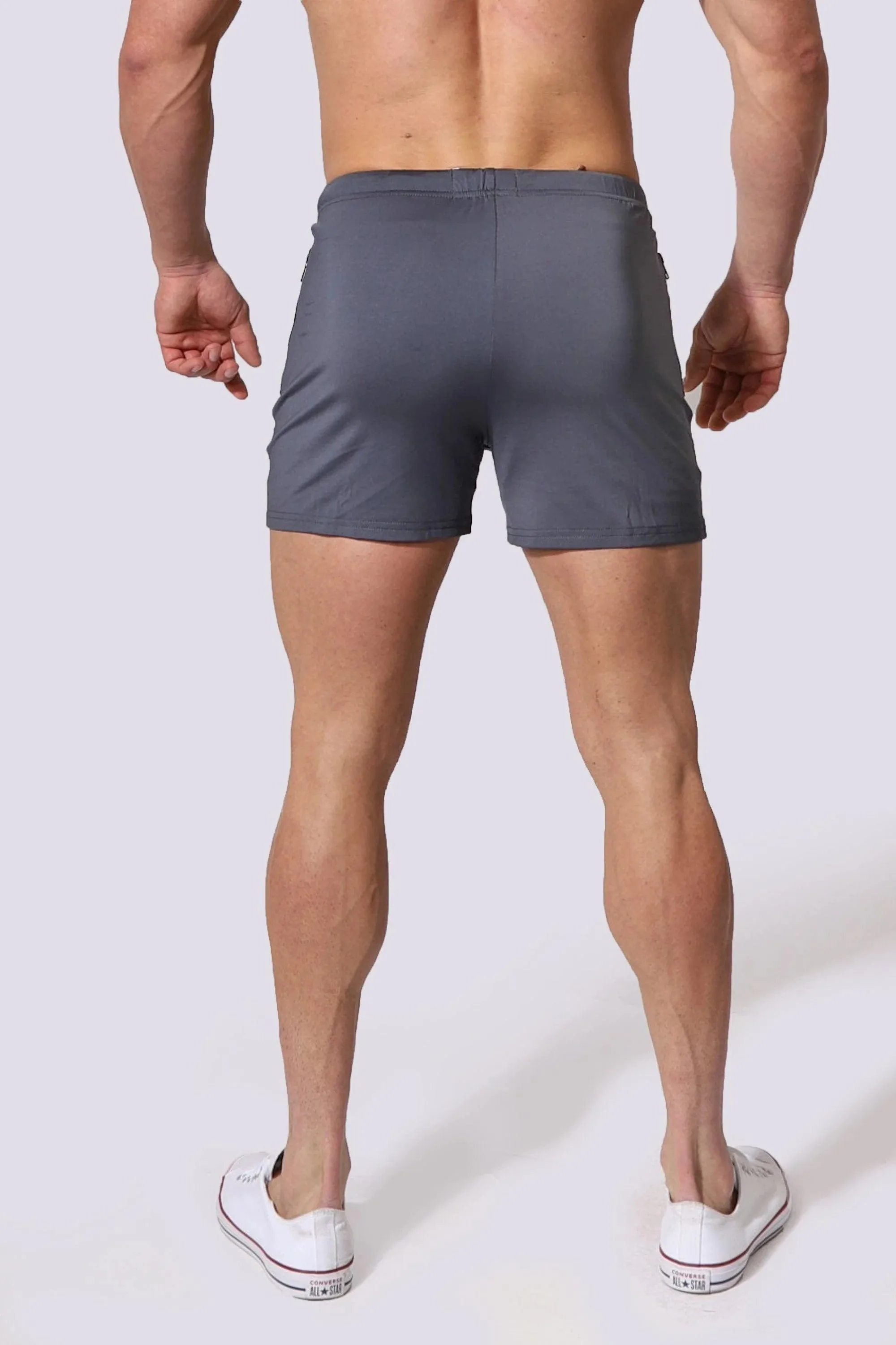 Jed North Agile 4" gym short w/zipper pockets grey