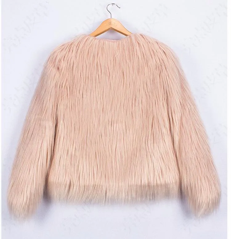 Kids Bridget Faux Fur Jacket - Nude