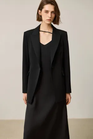 LILY Broad Shoulder Versatile Black Blazer