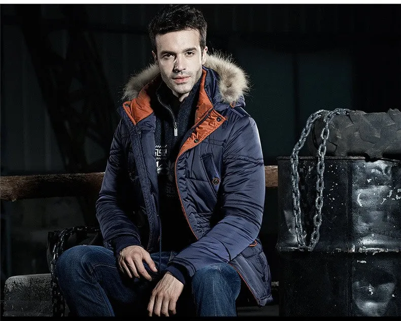 Men Thick Winter Jacket with Parka Hood