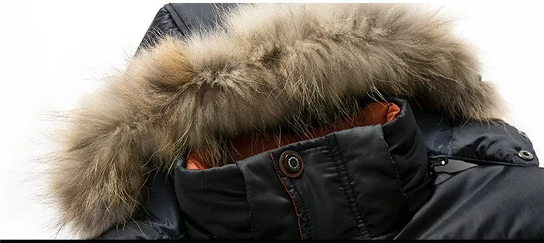 Men Thick Winter Jacket with Parka Hood