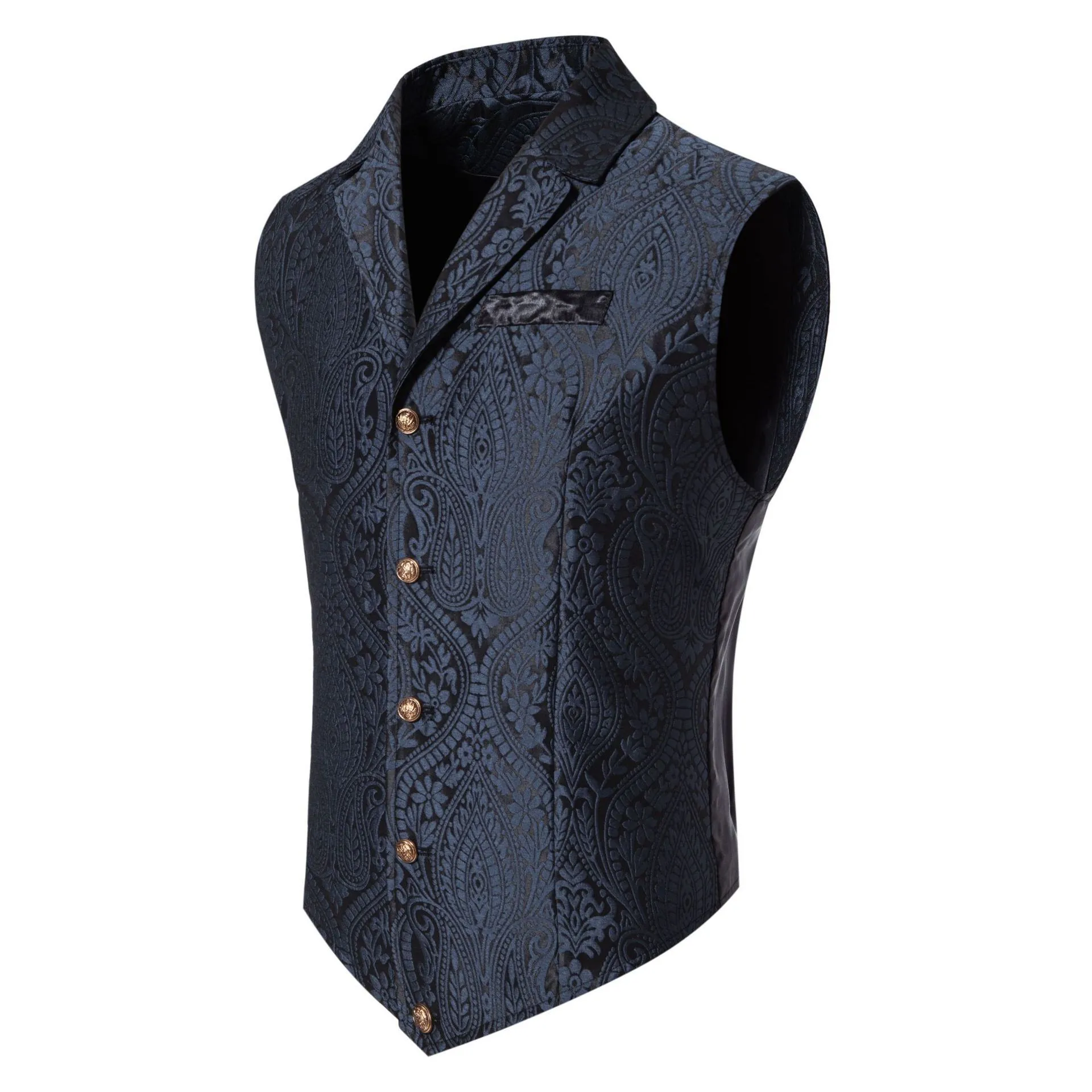 Men's Casual Polo Collar Single-breasted Jacquard Tuxedos Suit Vest