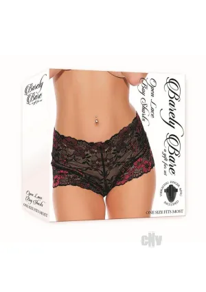 Open Lace Boy Shorts Blk