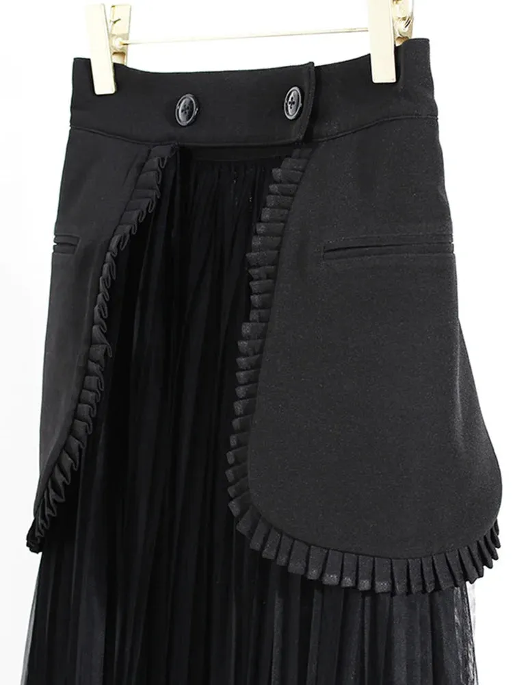 Pre Order:  Black Blazer Fringe Skirt Set