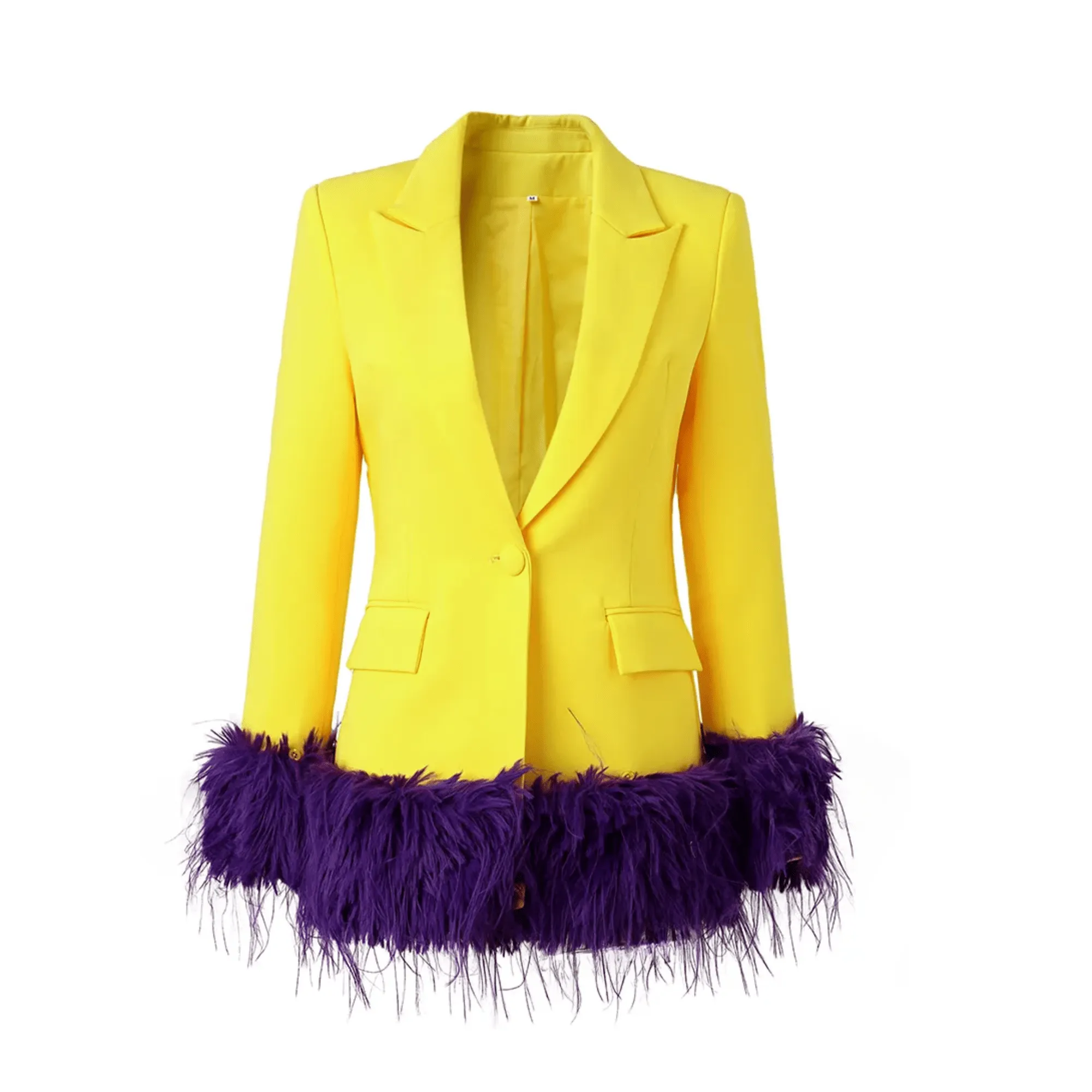 Pre Order:  Faux Fur-Trimmed Cuffs Patchwork Blazer