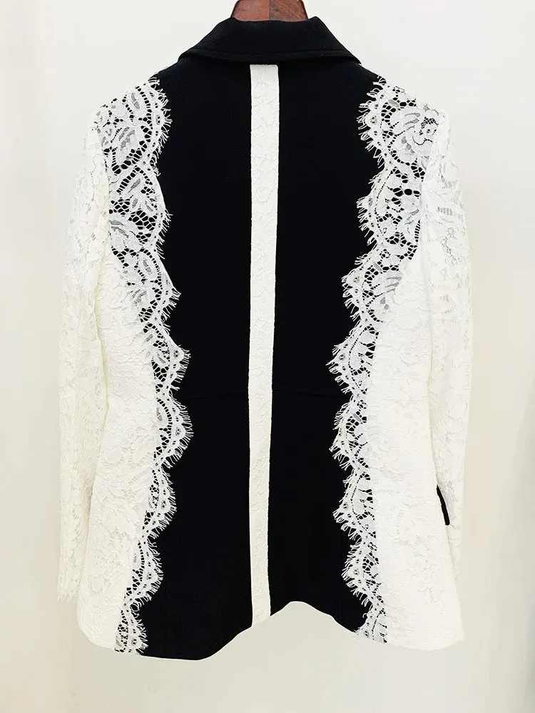 Pre Order:  Lace Hugged Contrast Color Blazer