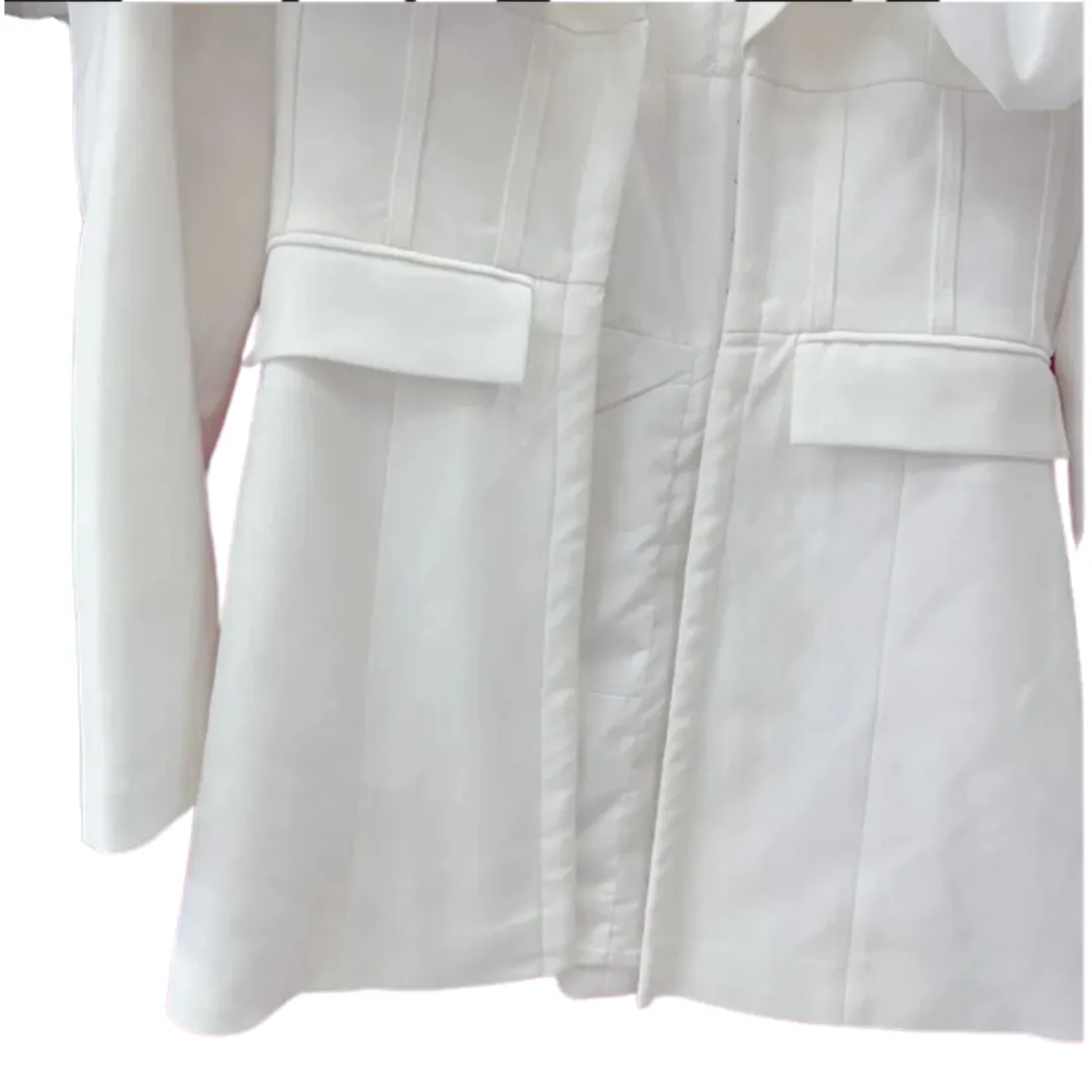 Pre Order:  Ruffles Long Sleeve White Blazer