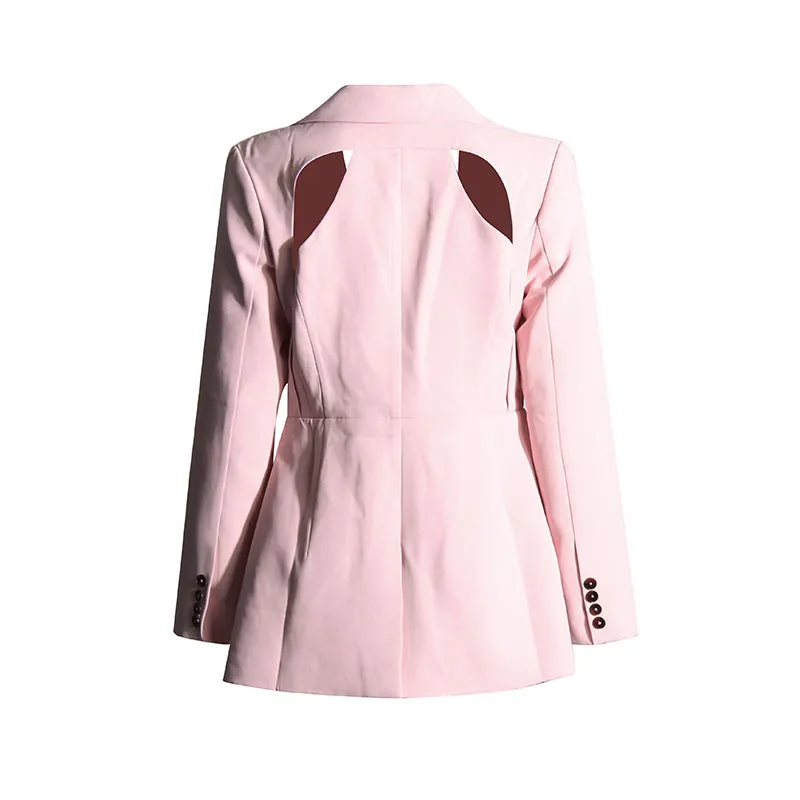 Pre Order:  Solid Hollow Out Irregular Blazer