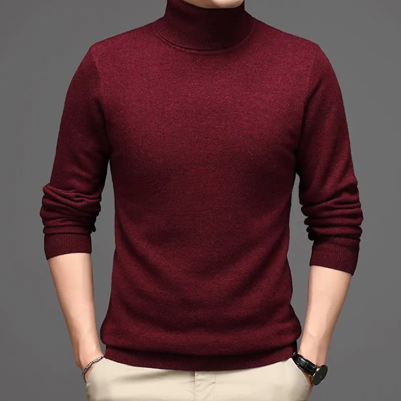 Pure Cashmere Sweater mens High Neck Thickened winter Style