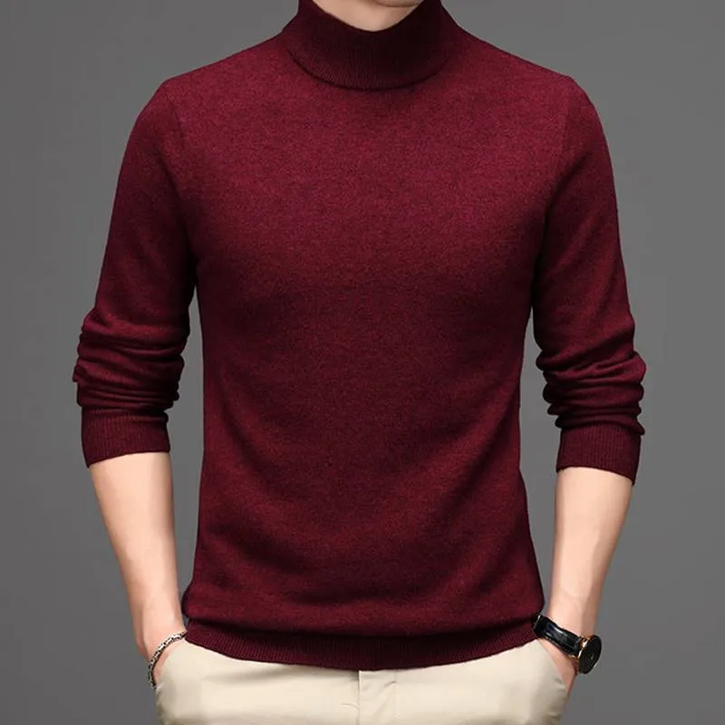 Pure Cashmere Sweater mens High Neck Thickened winter Style