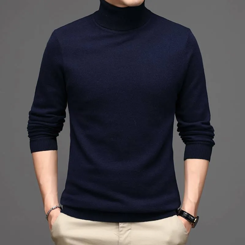 Pure Cashmere Sweater mens High Neck Thickened winter Style