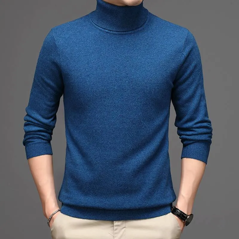 Pure Cashmere Sweater mens High Neck Thickened winter Style