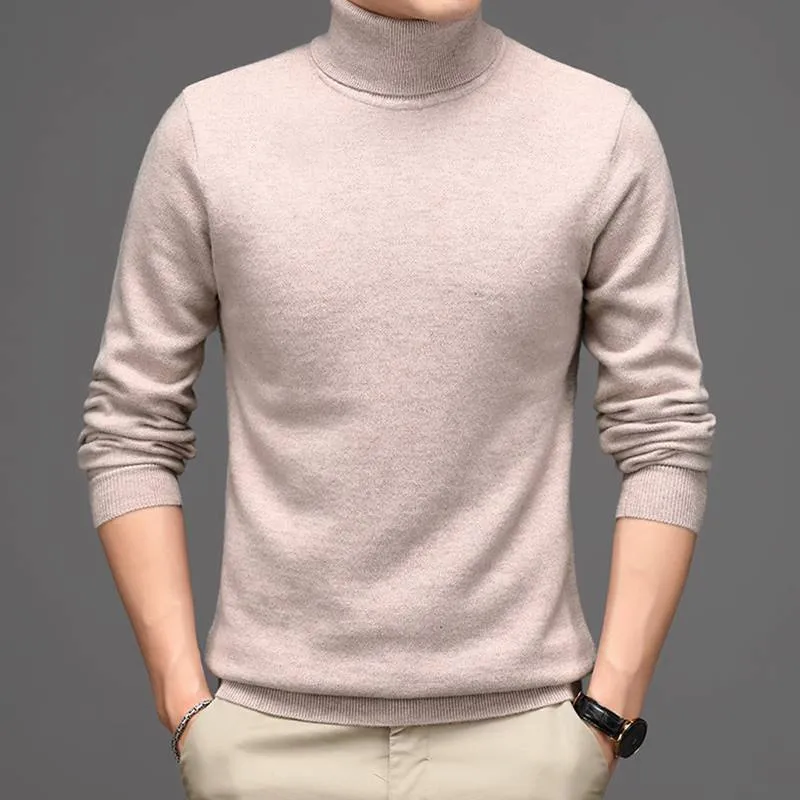 Pure Cashmere Sweater mens High Neck Thickened winter Style