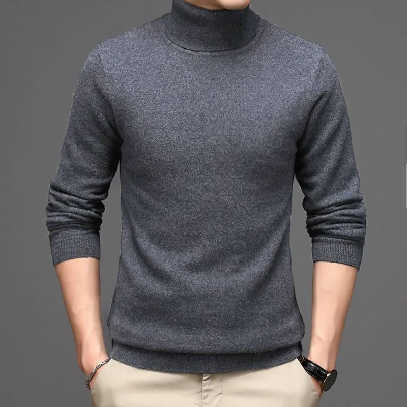 Pure Cashmere Sweater mens High Neck Thickened winter Style