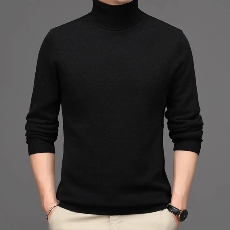 Pure Cashmere Sweater mens High Neck Thickened winter Style