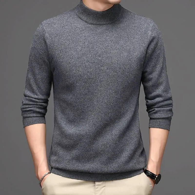 Pure Cashmere Sweater mens High Neck Thickened winter Style