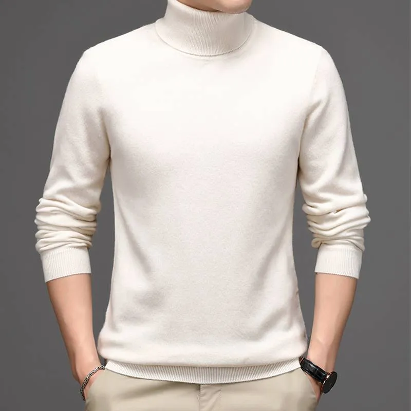 Pure Cashmere Sweater mens High Neck Thickened winter Style