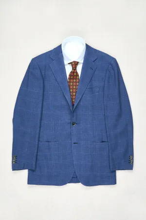 Ring Jacket AMJ01 Blue Water Linen Check Sport Coat