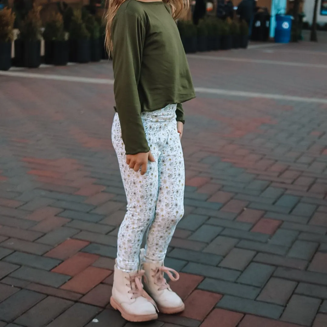 Sand Olive Floral Leggings